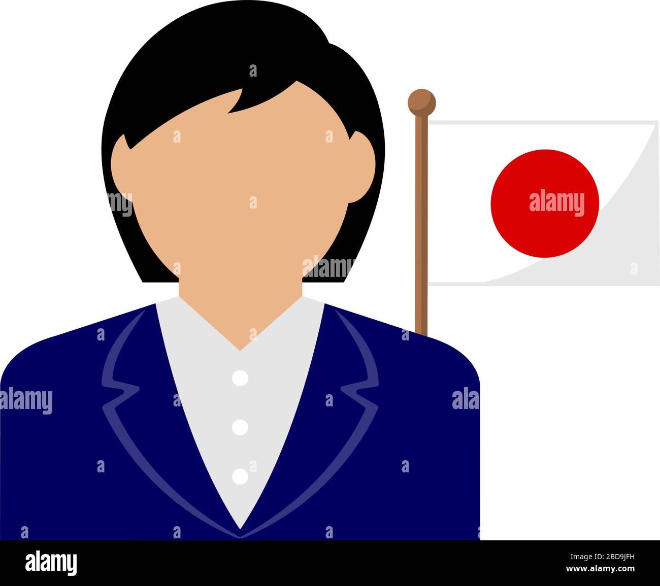 Gesichtslose Geschäftsfrau mit Nationalflaggen / Japan .Flat Vector Illustration. Stock Vektor