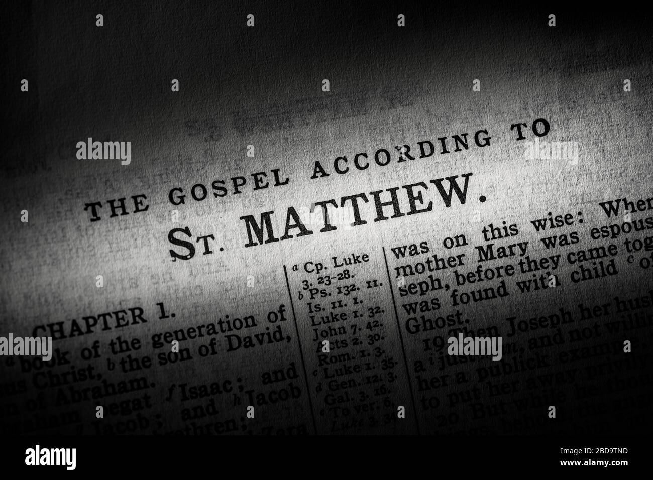 Das Buch von Matthew in der King James Version der Bibel Stockfoto