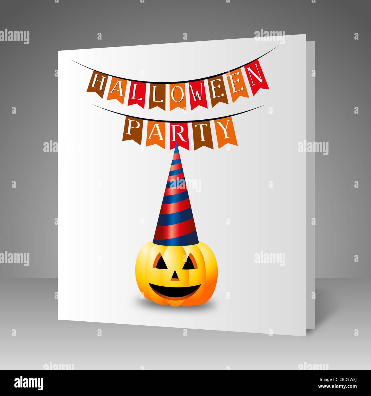 Halloween Party Papier Einladung mit einem Kürbis Stockfoto