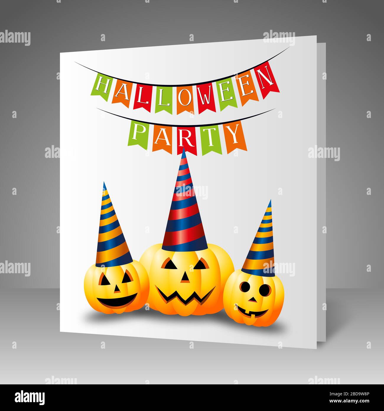 Halloween Party Papier Einladung mit Kürbissen Stockfoto