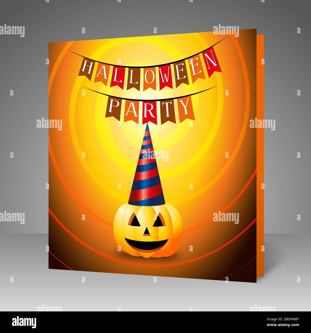 Halloween Party Papier Einladung mit einem Kürbis Stockfoto