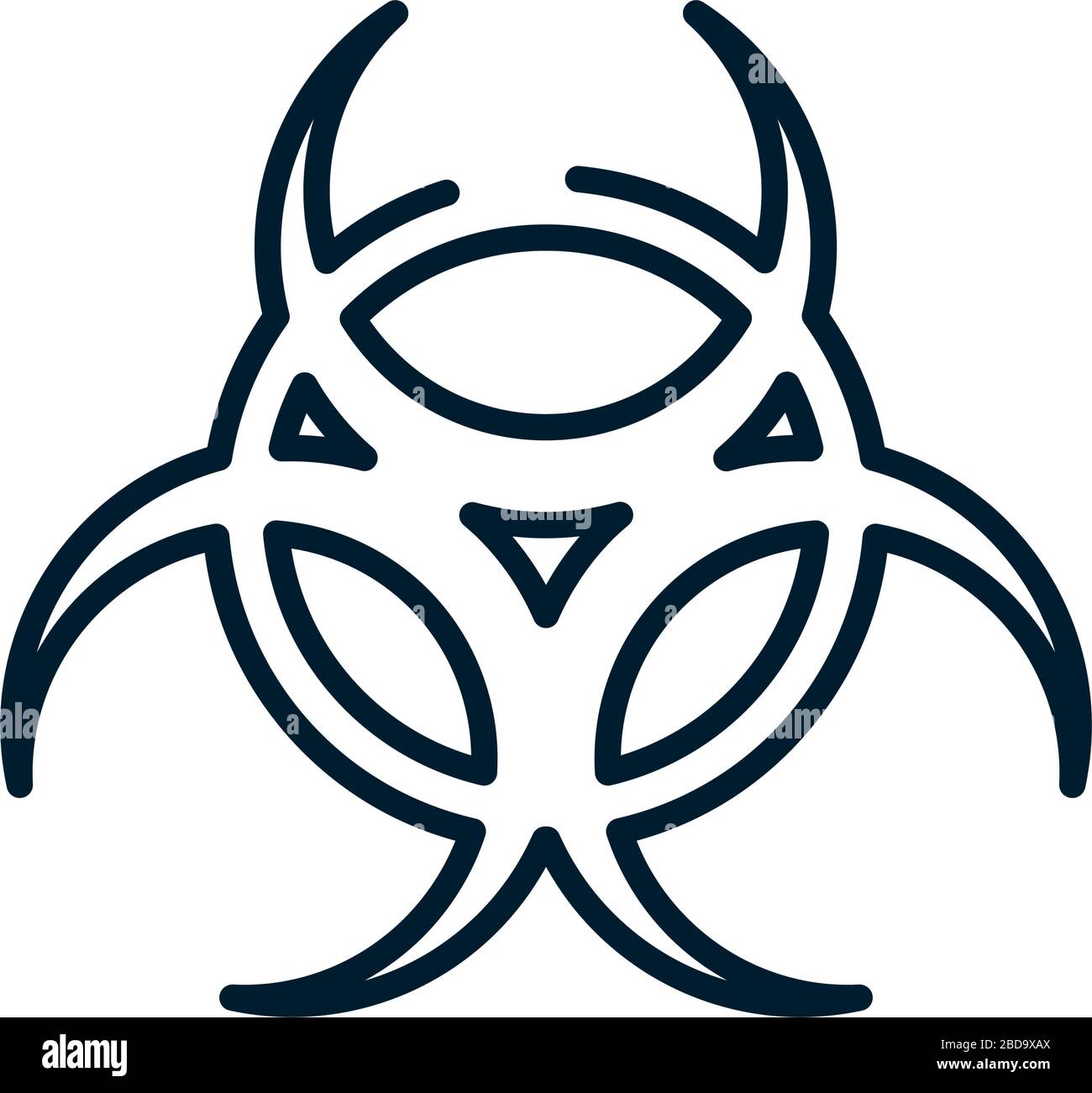 Symbol für Biohazard über weißem Hintergrund, Linienart, Vektordarstellung Stock Vektor