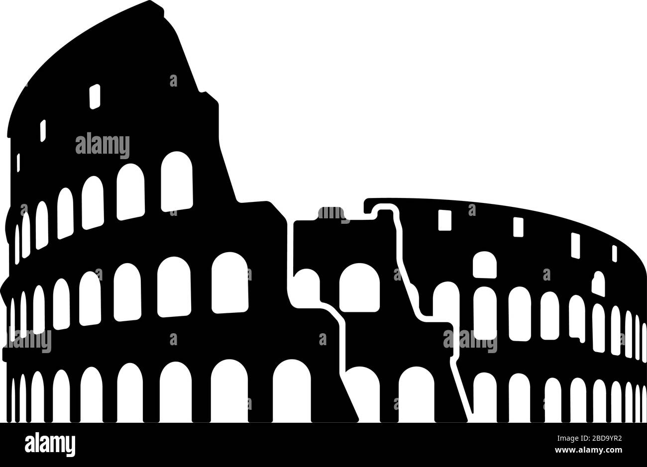 Kolosseum - Italien, Rom / weltberühmte Gebäude monochrome Vektorgrafiken. Stock Vektor