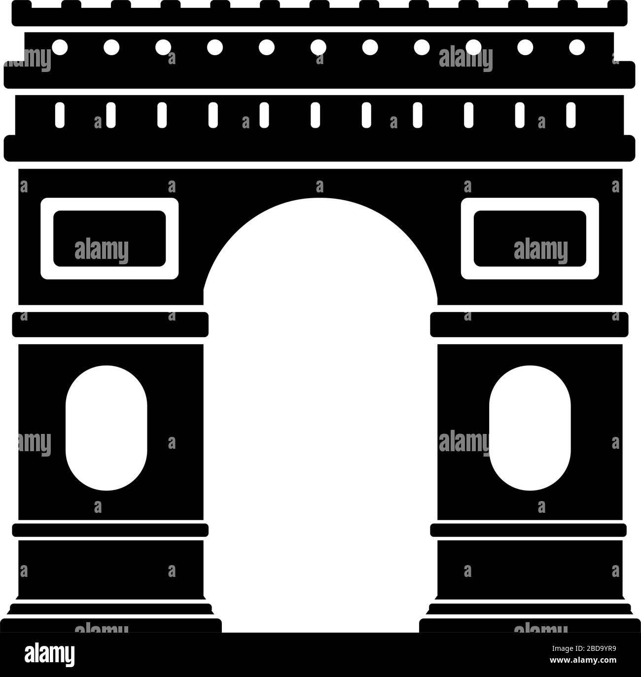 Arc de Triomphe - Frankreich , Paris / weltberühmte Bauwerke monochrome Vektorgrafiken. Stock Vektor