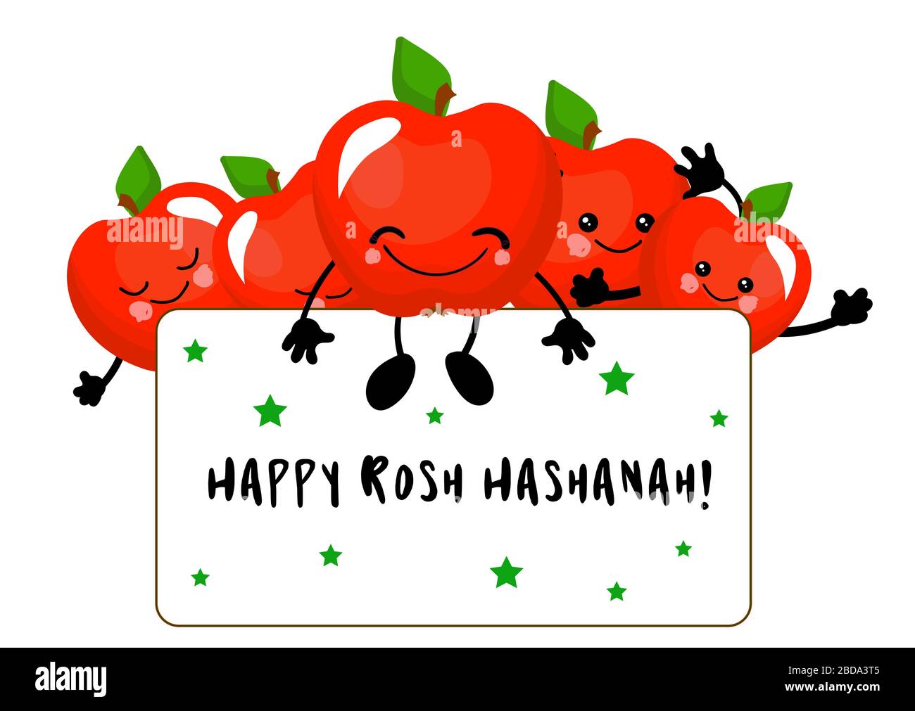 Postkarte Fur Das Judische Neujahr Apfelfruchtsymbol Text Ubersetzung Happy Rosh Hashanah Stock Vektorgrafik Alamy