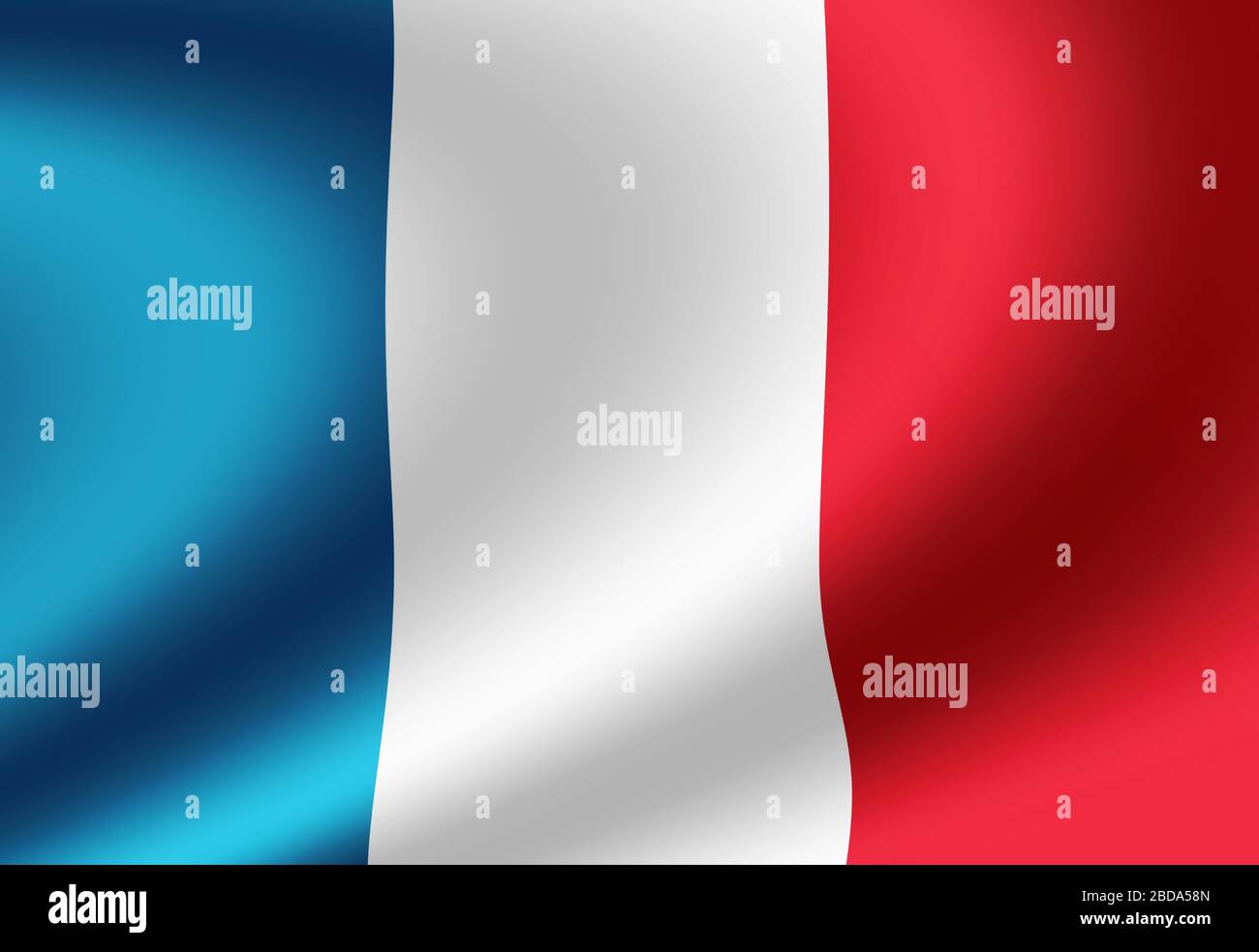Abbildung der wehenden Nationalflagge (Frankreich) Stockfoto