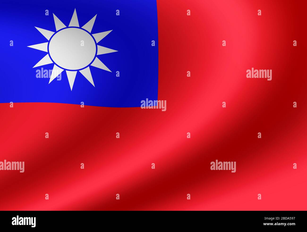 Abbildung der wehenden Nationalflagge (Taiwan) Stockfoto