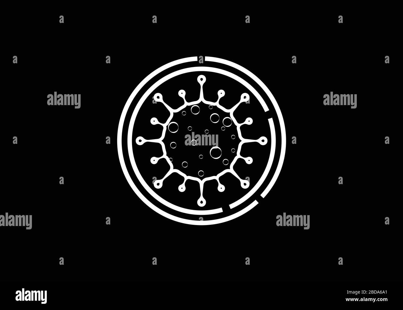Corona-Virus (Covid-19). Symbol für den Kampf gegen Coronovirus. Stoppen Sie das Viruszeichen. Coronovirus-Infektionsemblem flache Vektorgrafiken. Stock Vektor