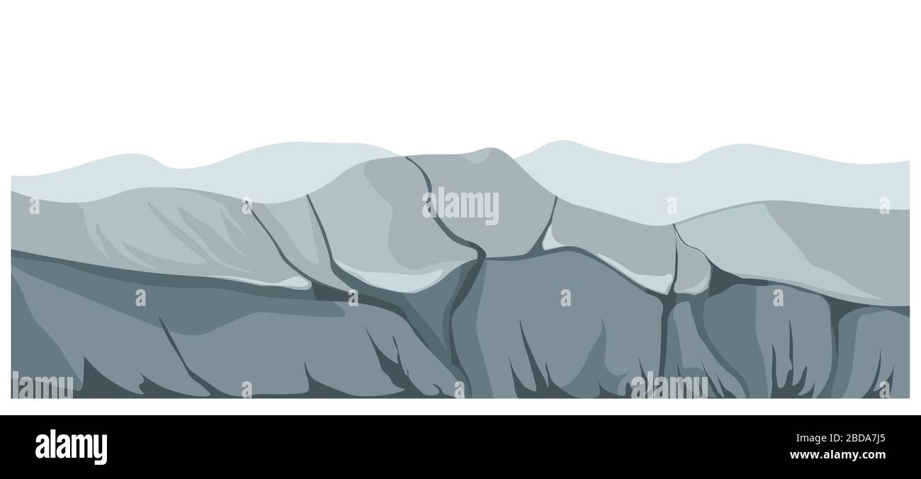 Düstere Panoramalandschaft mit Felsen und Bergvektor Stock Vektor