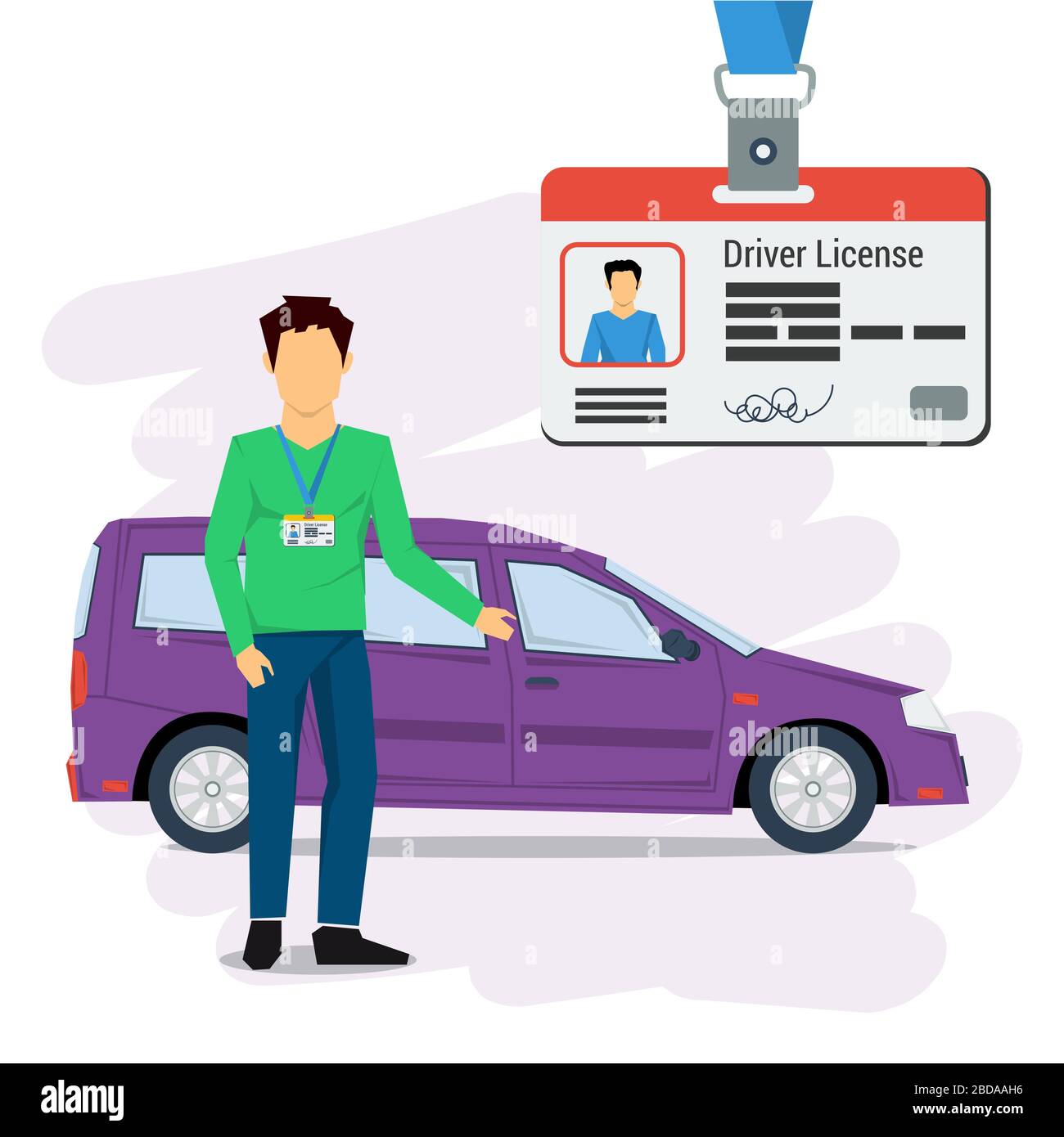 Mann mit Auto und Führerschein Stock Vektor