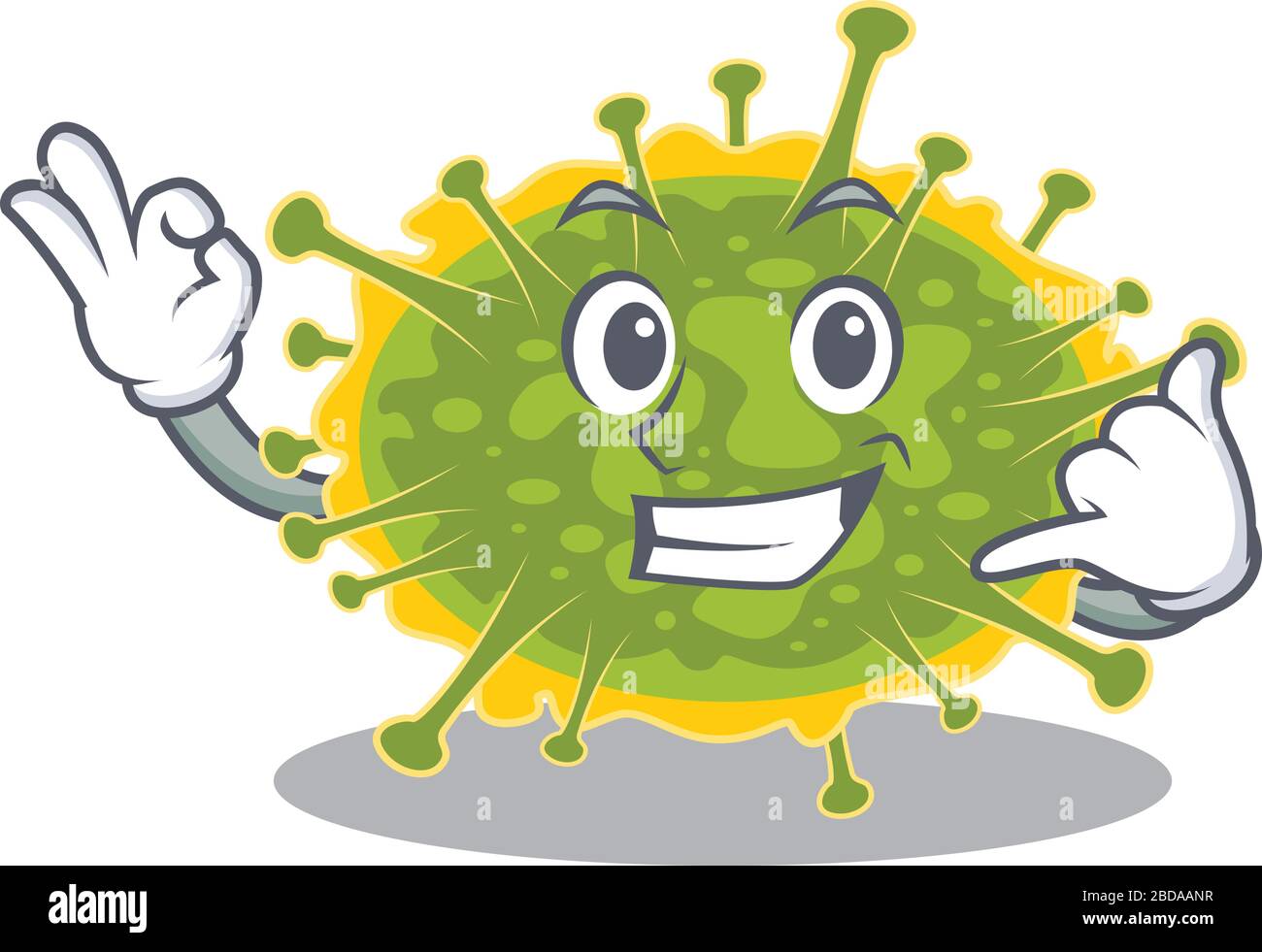 Cartoon-Design von Insthoviricetes mit rufen Sie mich lustige Geste Stock Vektor