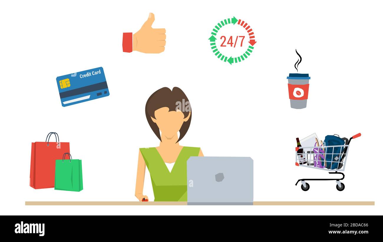 Online-Shopping für Frau - Konzept Stock Vektor