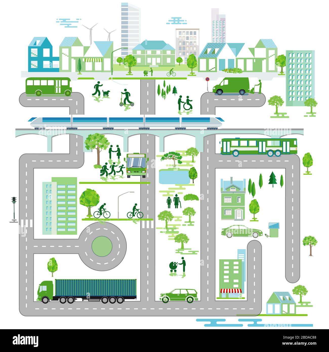 Bus route map Stock-Vektorgrafiken kaufen - Alamy
