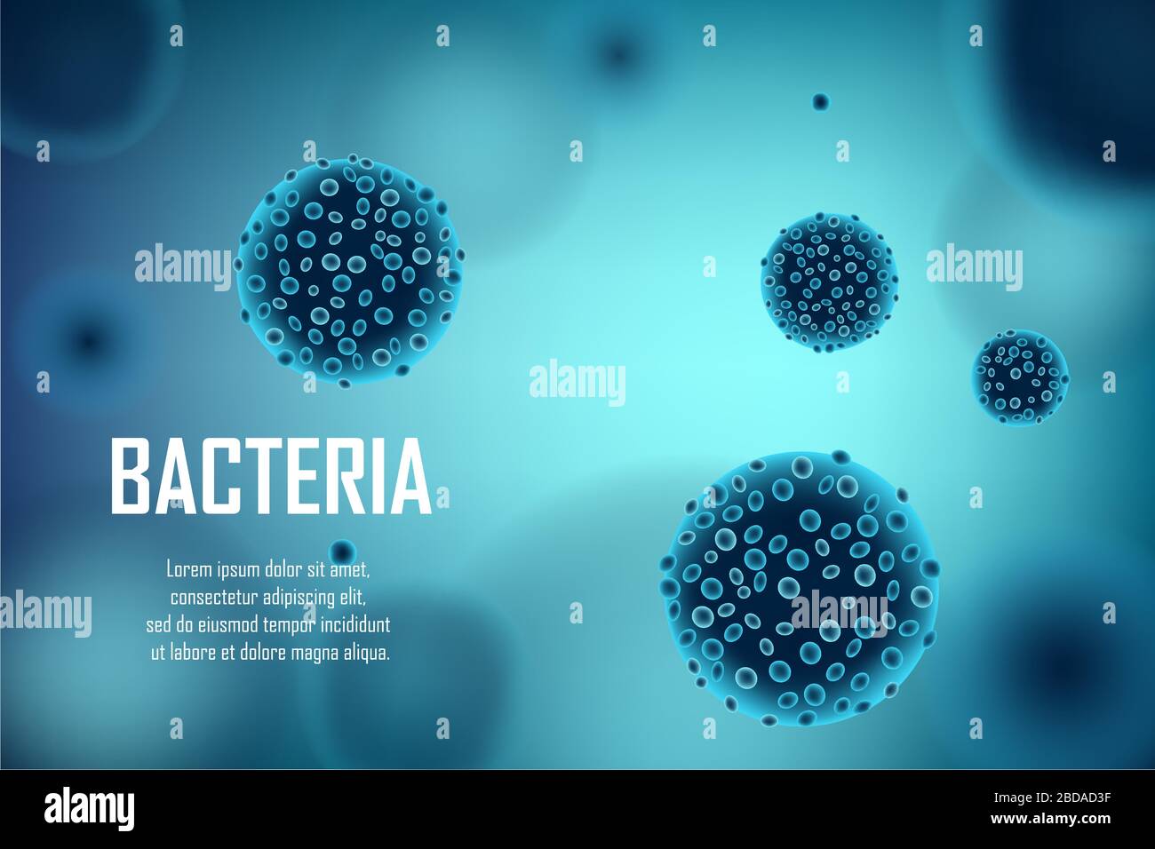 Abstrakter Vektor mit Bakterien und Bifidobacterium-Zelle. Biology Medical Science Ad Concept Banner-Design. Medizinisches Molekül der Zellen von Viren und Bakterien Stock Vektor