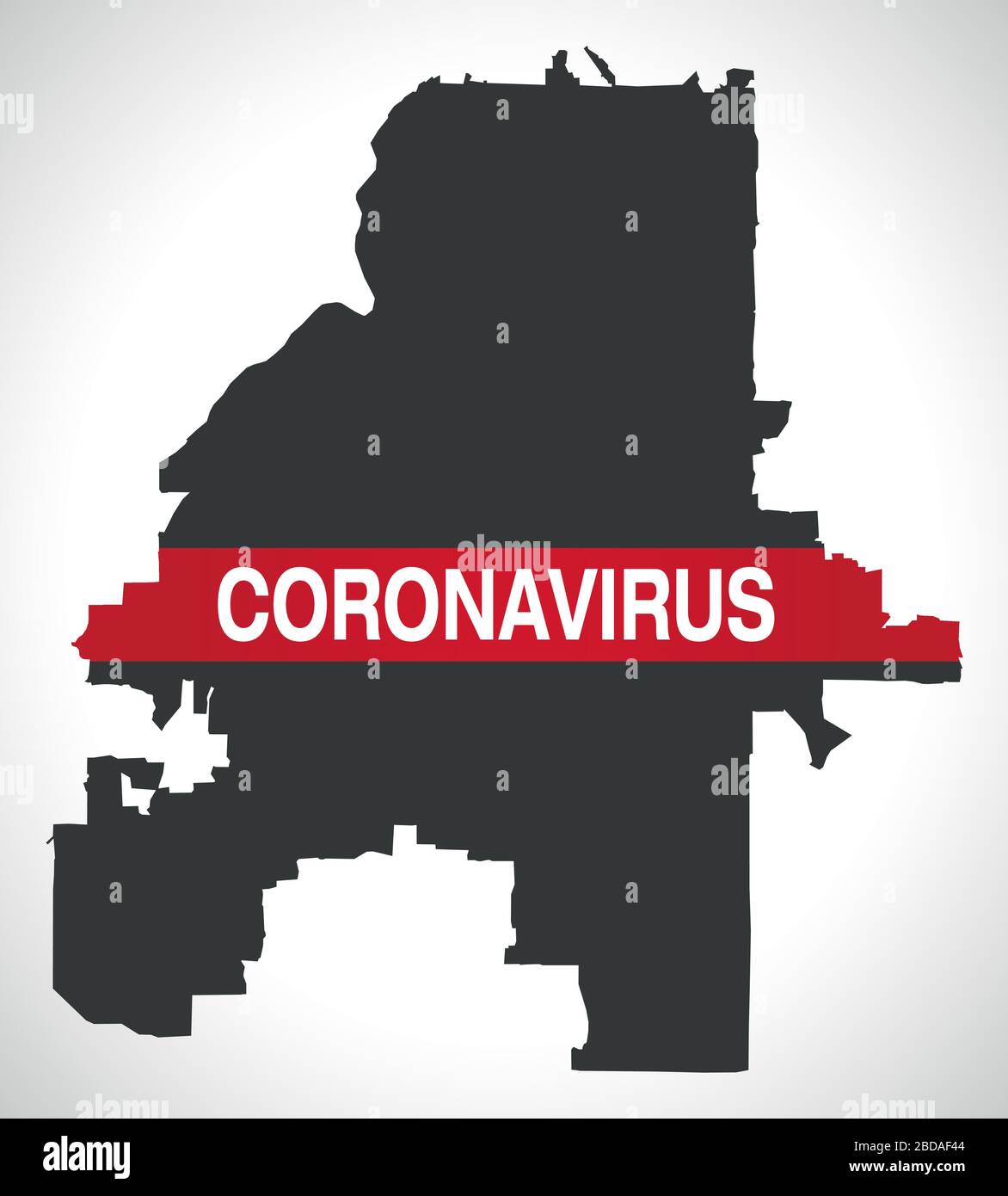 Stadtplan von Atlanta Georgia mit Warnung von Coronavirus Stock Vektor