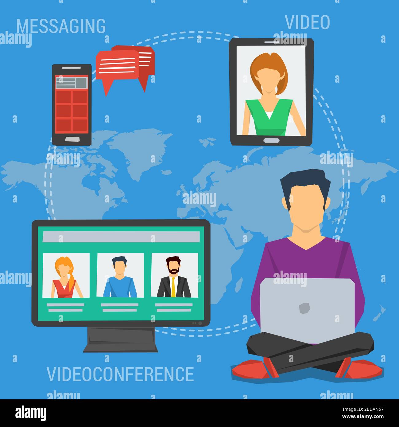 Square Concept Internetkommunikation Stock Vektor