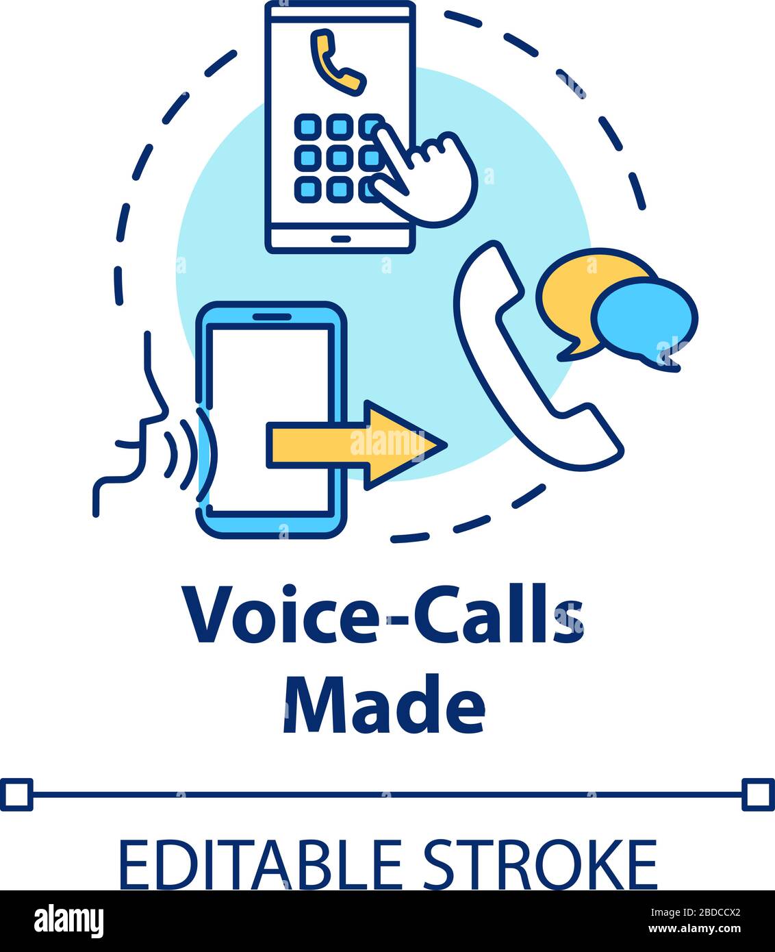 Symbol für das Konzept von Sprachanrufen. Mit Smartphone chating. Mobilfunkdienst. Netzwerkverbindung. Abbildung: Roaming-Idee - Thin Line. Vektor isoliert Stock Vektor