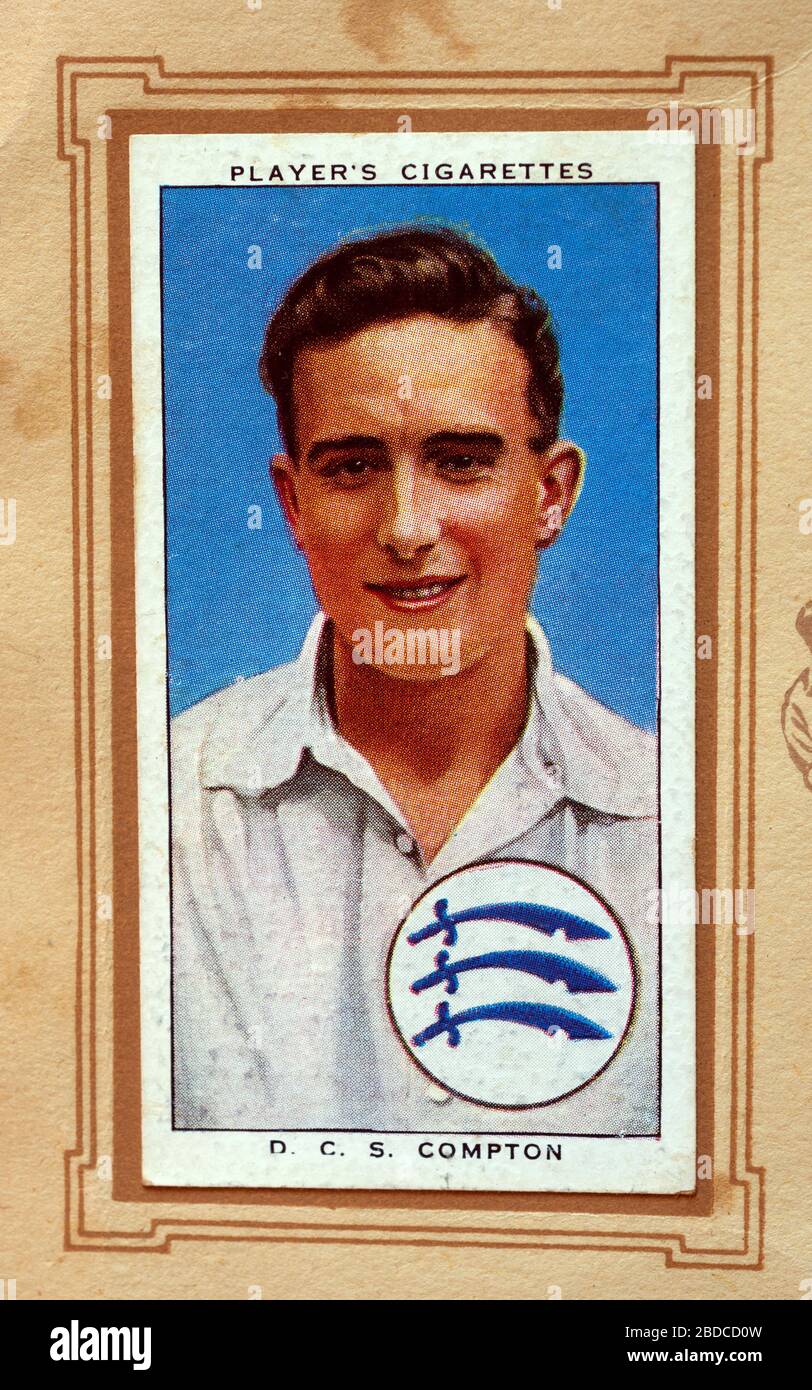 Zigarettenauto eines Spielers, Cricketspieler 1938, Denis Compton Stockfoto