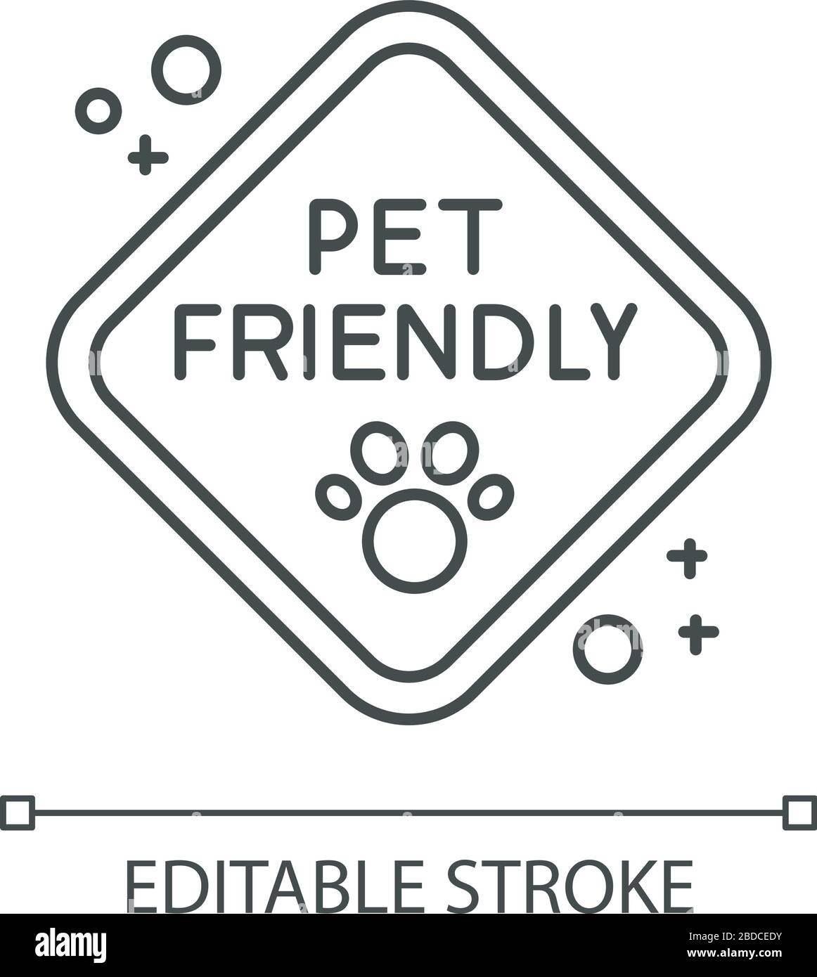 Haustierfreundliches Zonen-Verkehrszeichen Pixel perfekt lineares Symbol. Tiere Wanderplatz, Willkommensbereich. Anpassbare Abbildung mit dünner Linie. Kontursymbol Stock Vektor