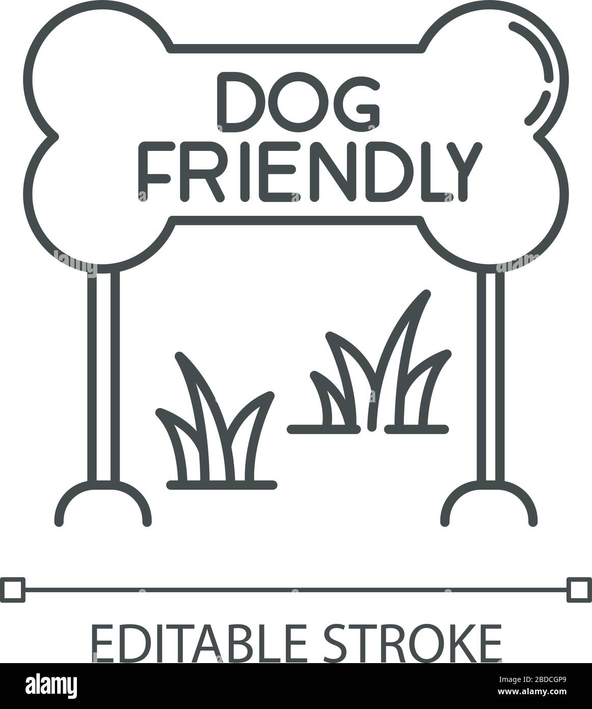 Hundefreundliche Zone, perfektes lineares Symbol. Welpe erlaubte Park und Platz, erlaubte Gebiet. Anpassbare Abbildung mit dünner Linie. Kontursymbol Stock Vektor