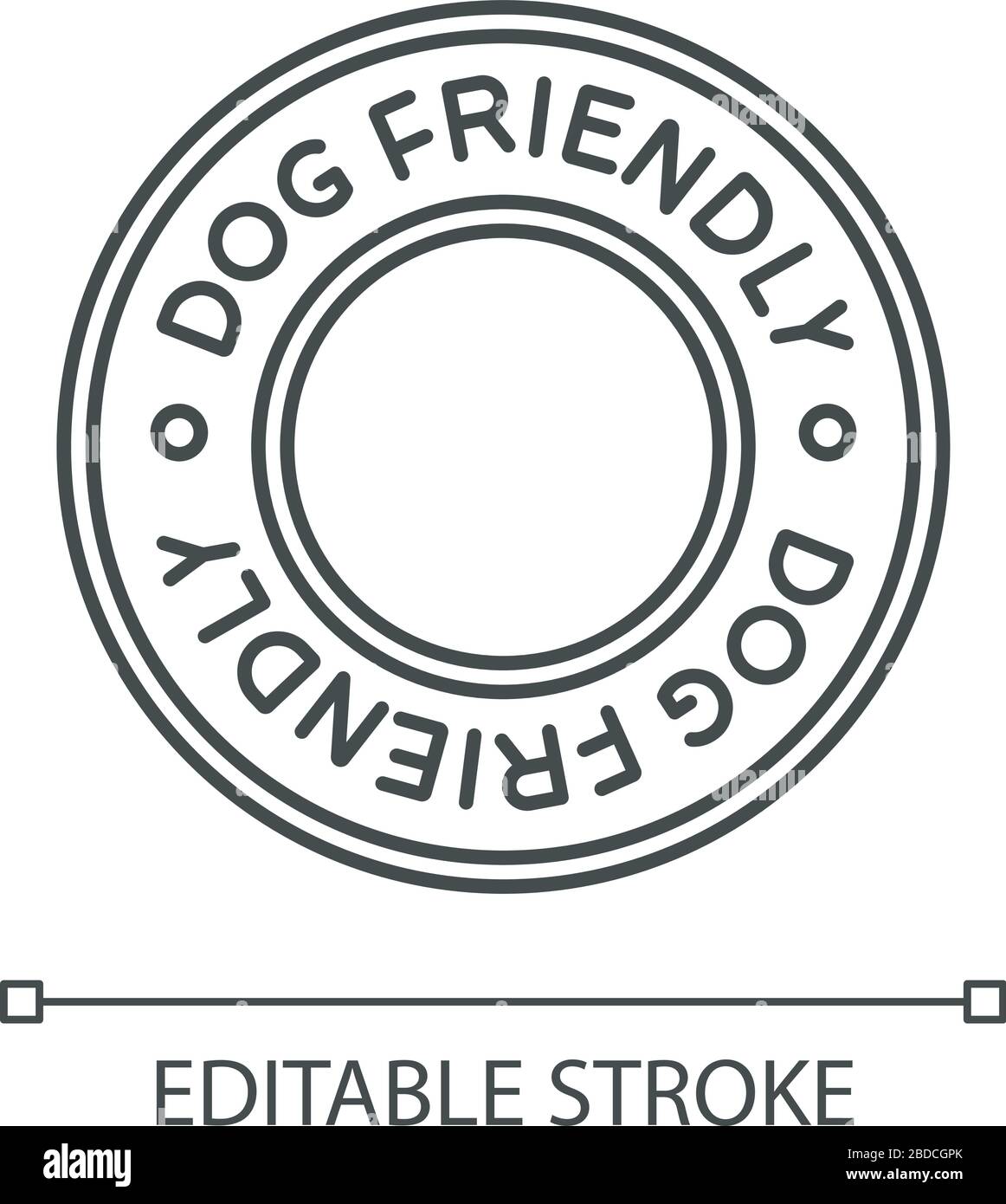 Hundefreundliche Fläche Pixel perfekte lineare Ikone. Doggy erlaubt, Tierpflege, Welpen willkommen. Anpassbare Abbildung mit dünner Linie. Kontursymbol Stock Vektor