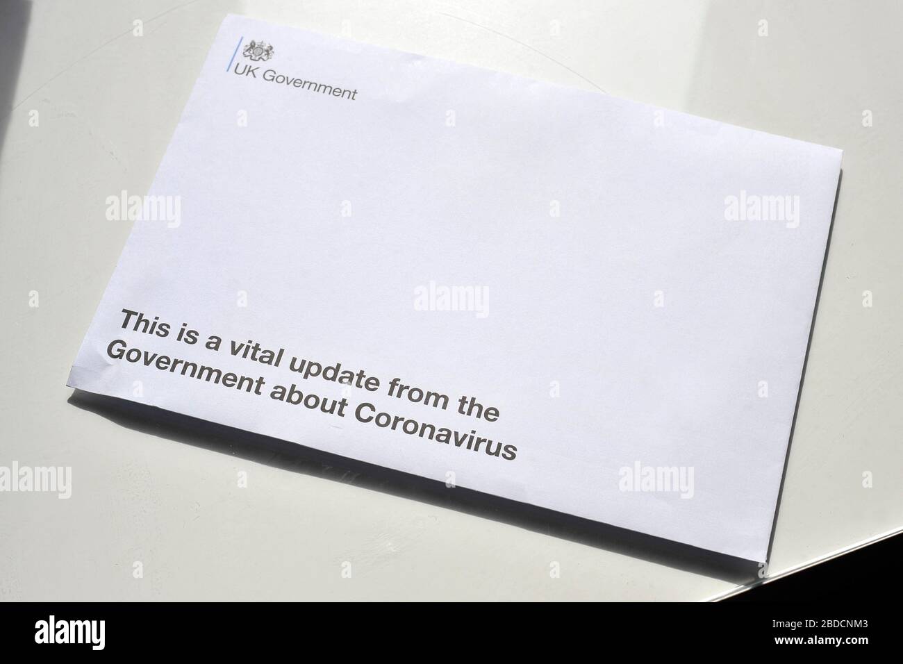 Brief an die britische Regierung von Coronavirus Stockfoto