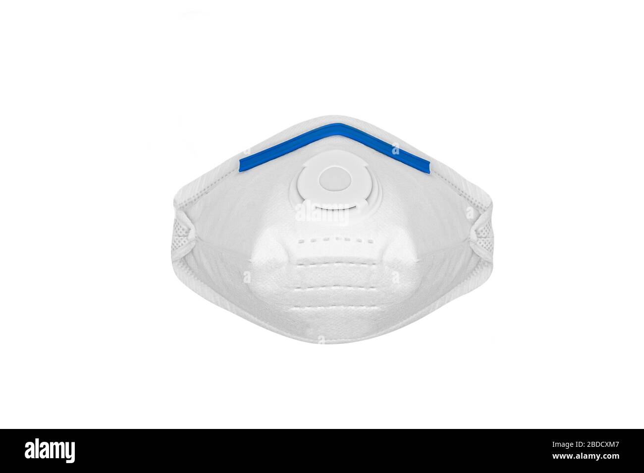 Ansicht der Einwegmaske FFP3, FFP2. Schutz gegen Covid-19, Partikel, Gase. Medizinische Maske FFP 3 mit Atemventil Stockfoto