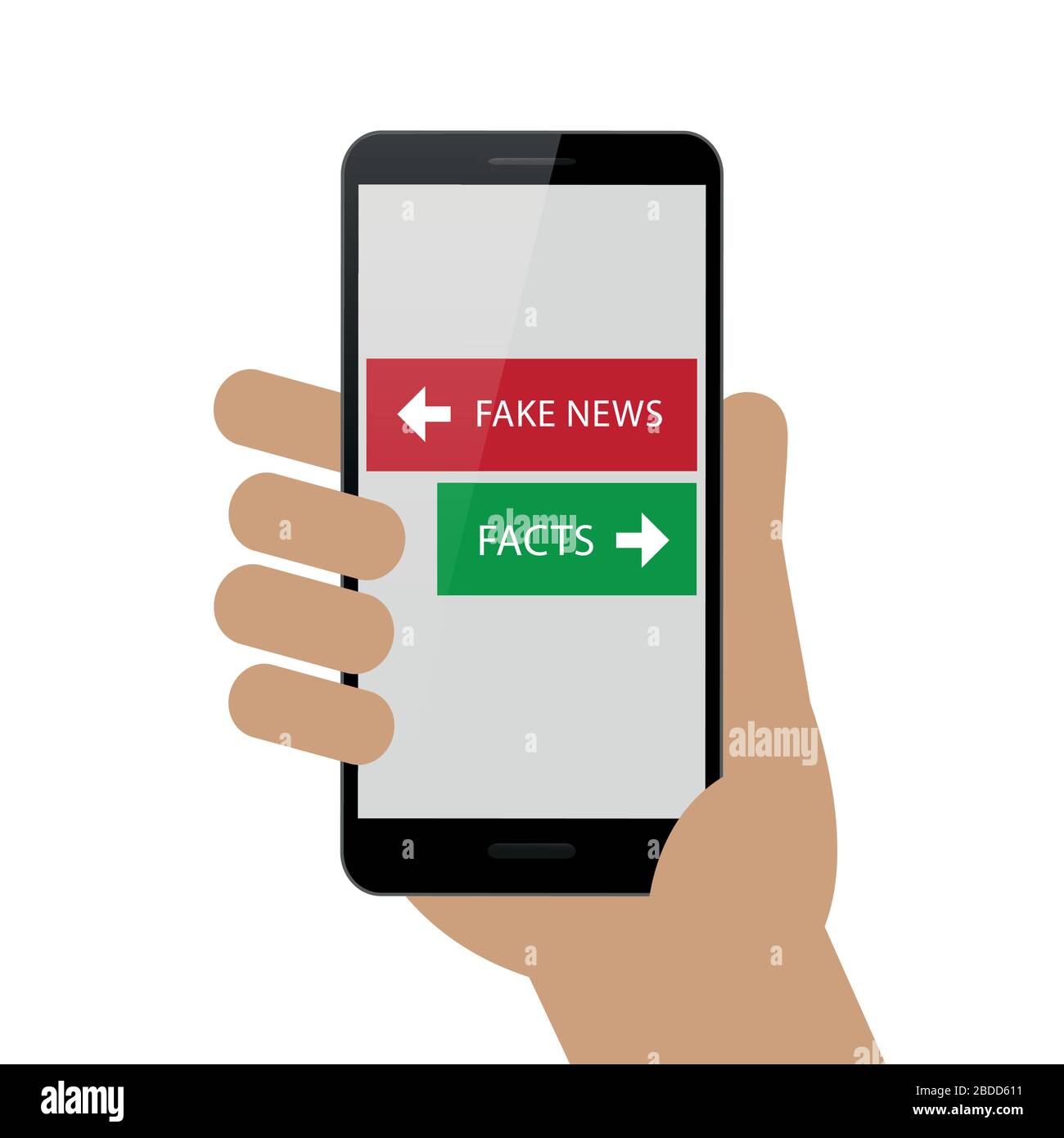 Fake News and Facts in Smartphone Vector Illustration EPS10 Stock Vektor