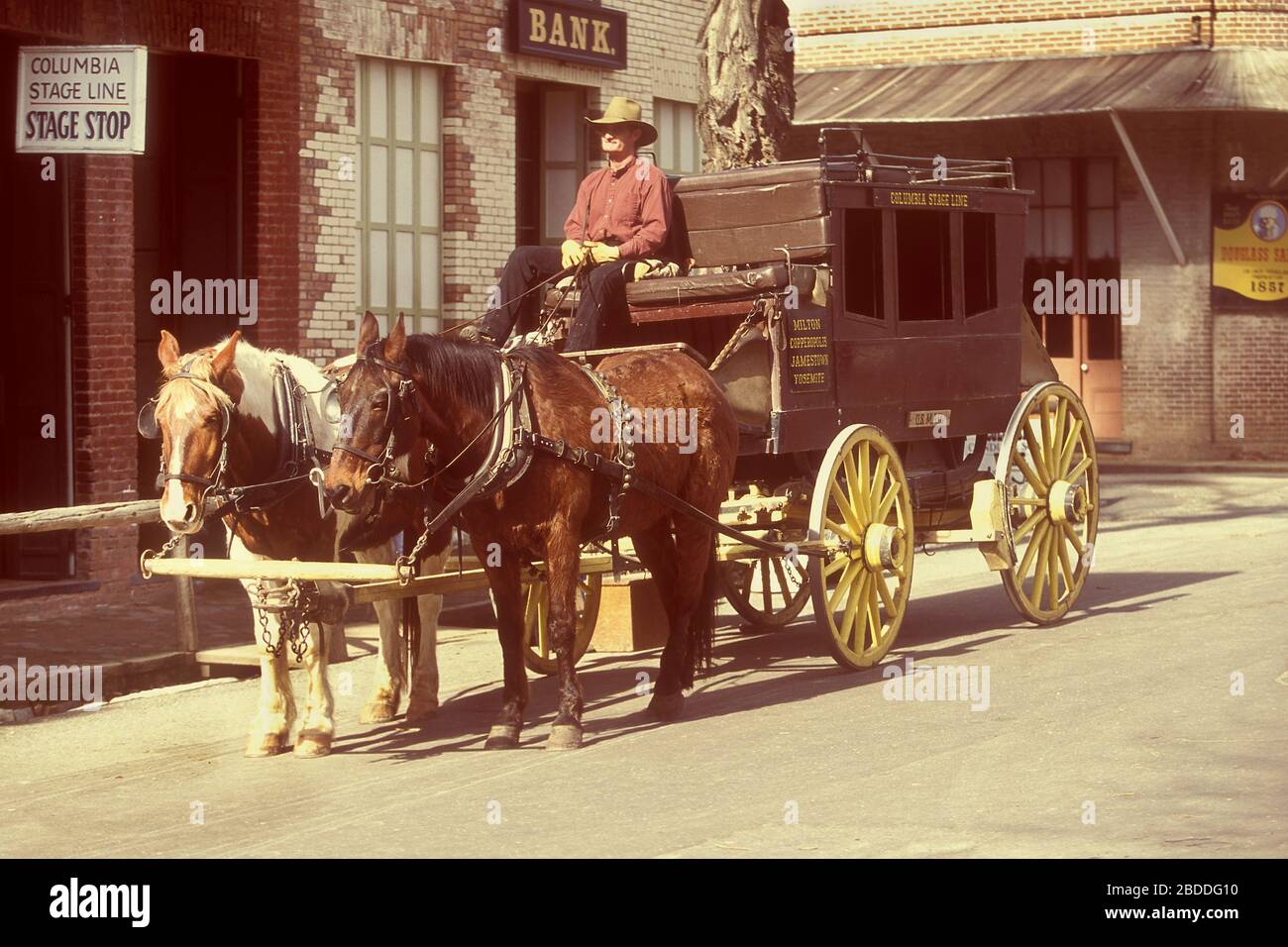 Columbia Stagecoach im historischen Stadtzentrum von Columbia.California Gold Country Road Trip 1996 Stockfoto