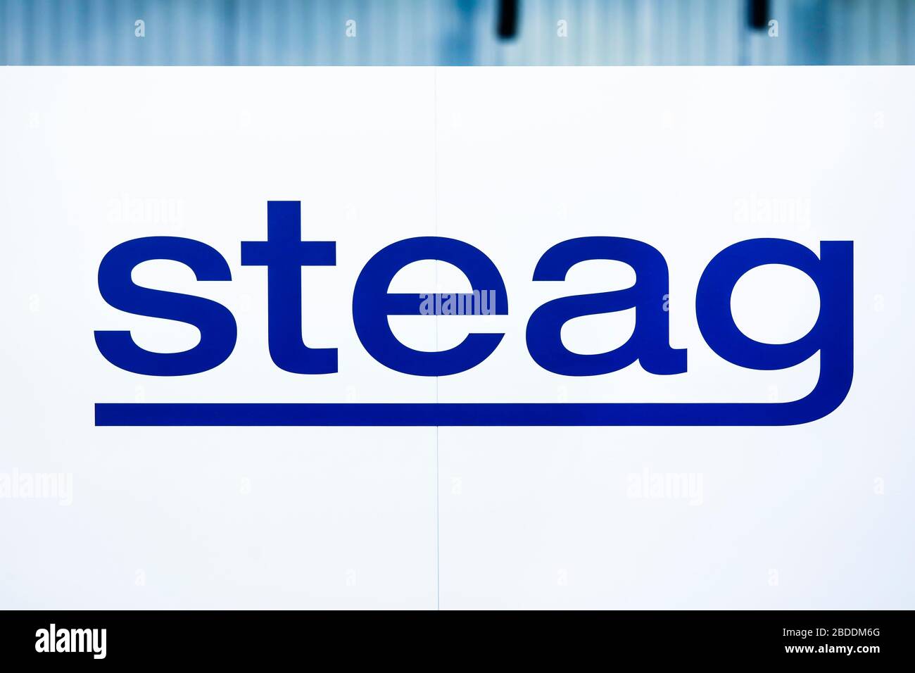 11.02.2020, Essen, Nordrhein-Westfalen, Deutschland - steag, Logo auf dem Stand auf der E-World Energy & Water Messe, Steag, mit Sitz in Essen, ist der Stockfoto