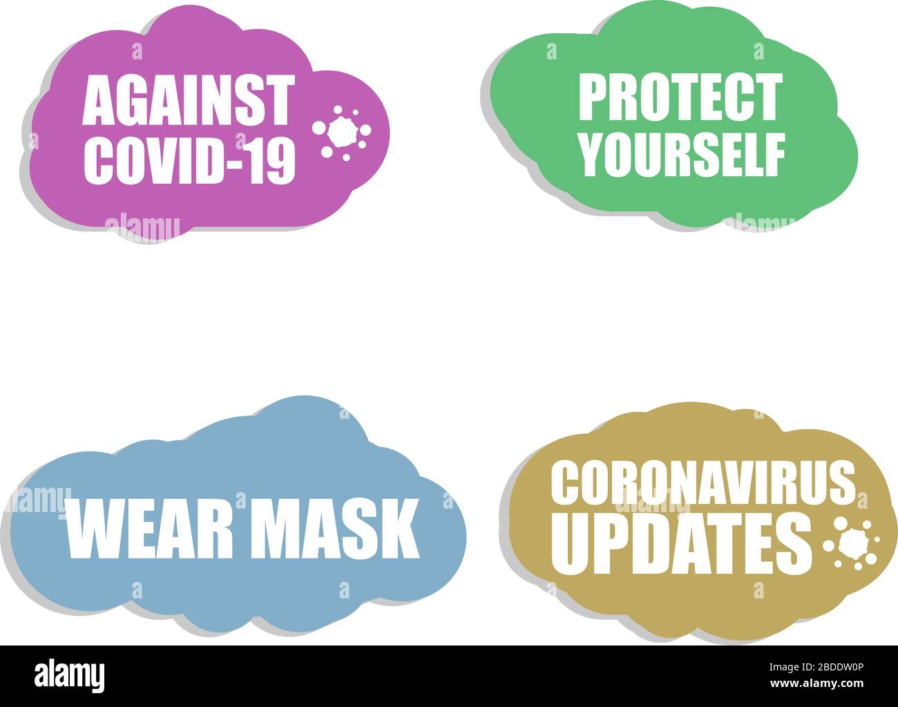Gegen Coronavirus Symbol. COVID-19-Symbol. Schützen Sie sich. Virus COVID 19. Aktualisierungen Des Coronavirus. Schild isoliert auf weißem Hintergrund Stockfoto