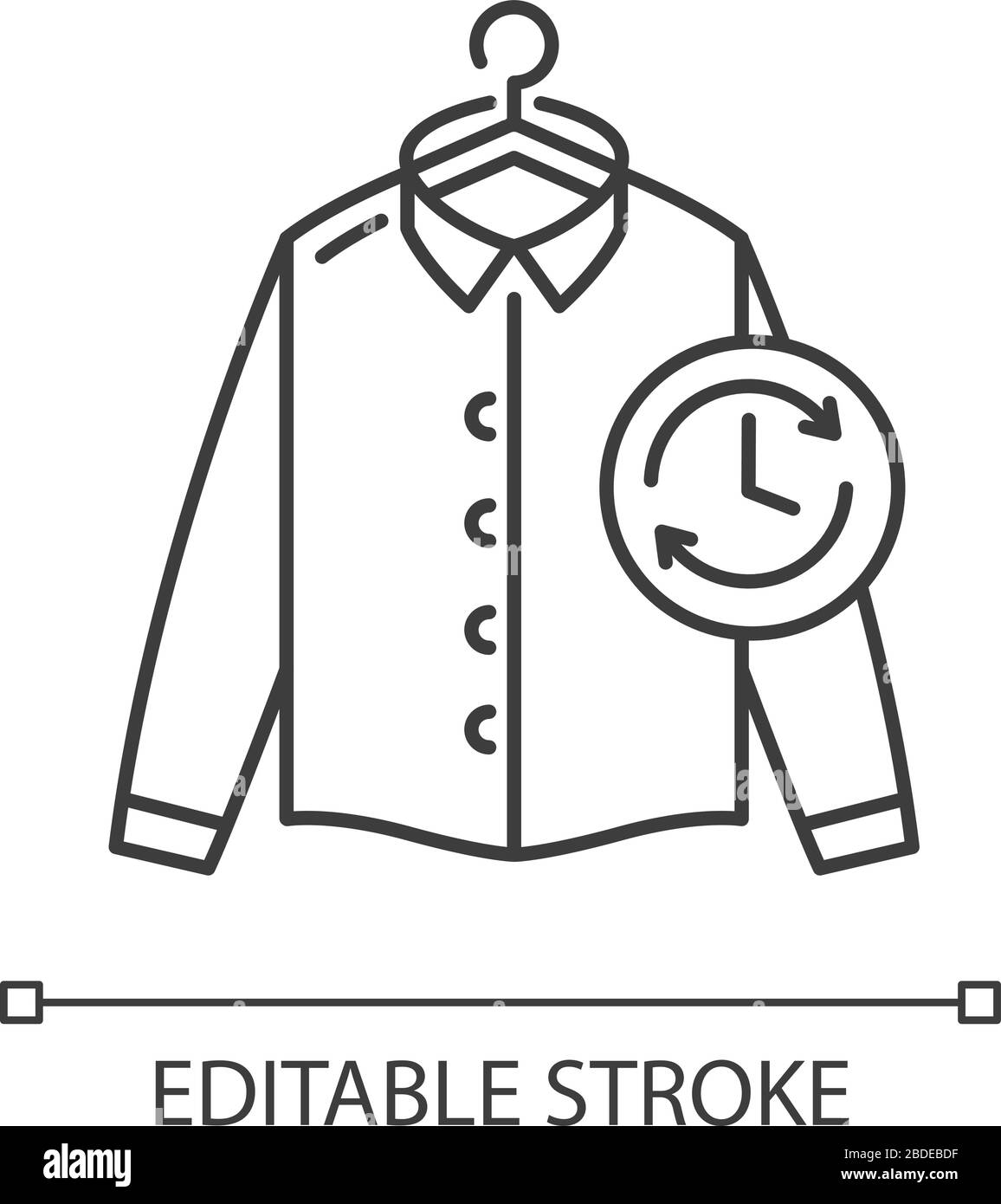 Express Wäscherei Pixel Perfect Linear Icon. Schnelles Waschen, Trockenreinigung. Schneller Waschsalon. Anpassbare Abbildung mit dünner Linie. Kontursymbol Stock Vektor