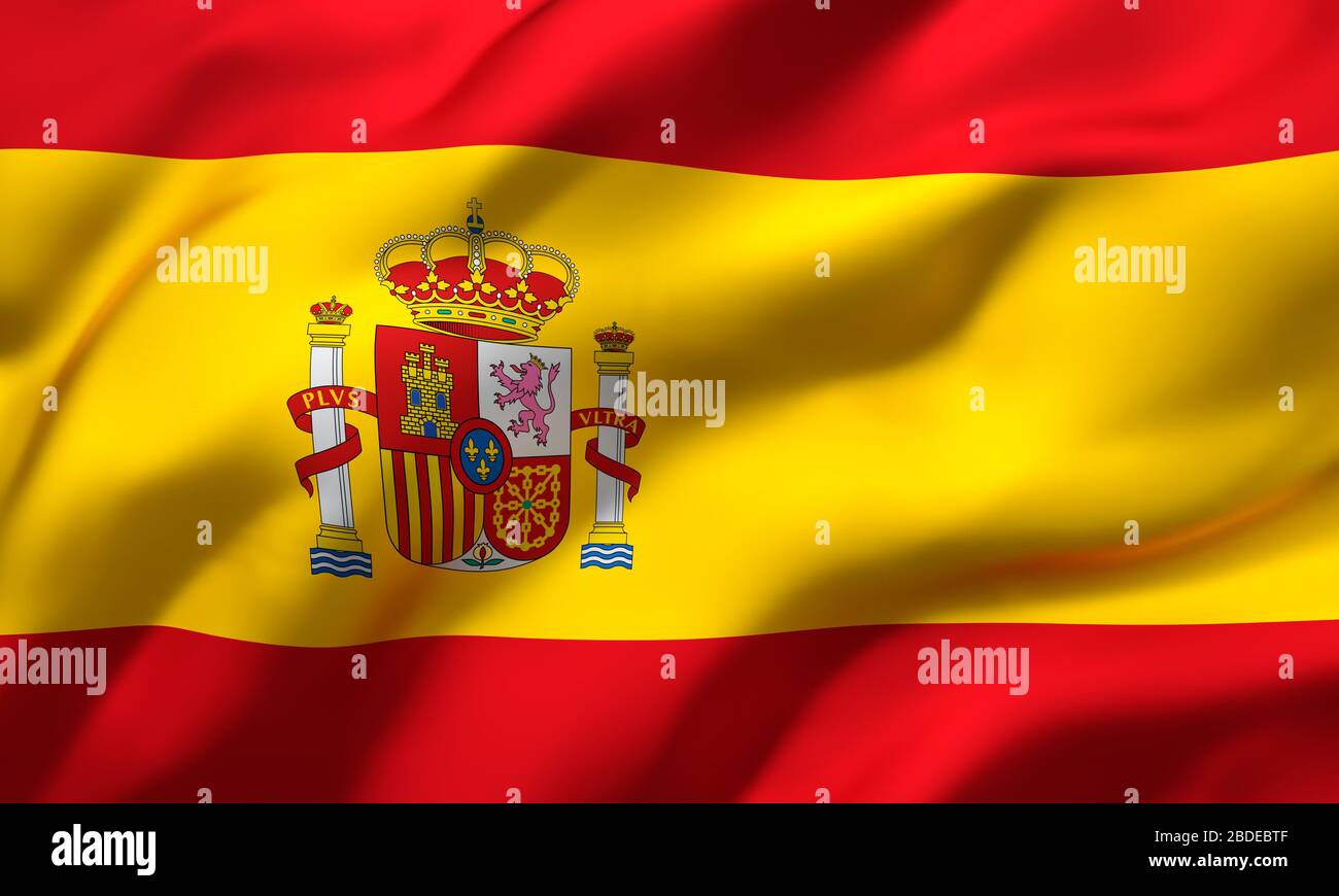 Flagge Spaniens Die Im Wind Weht Vollstandige Spanische Flagge 3d Abbildung Stockfotografie Alamy