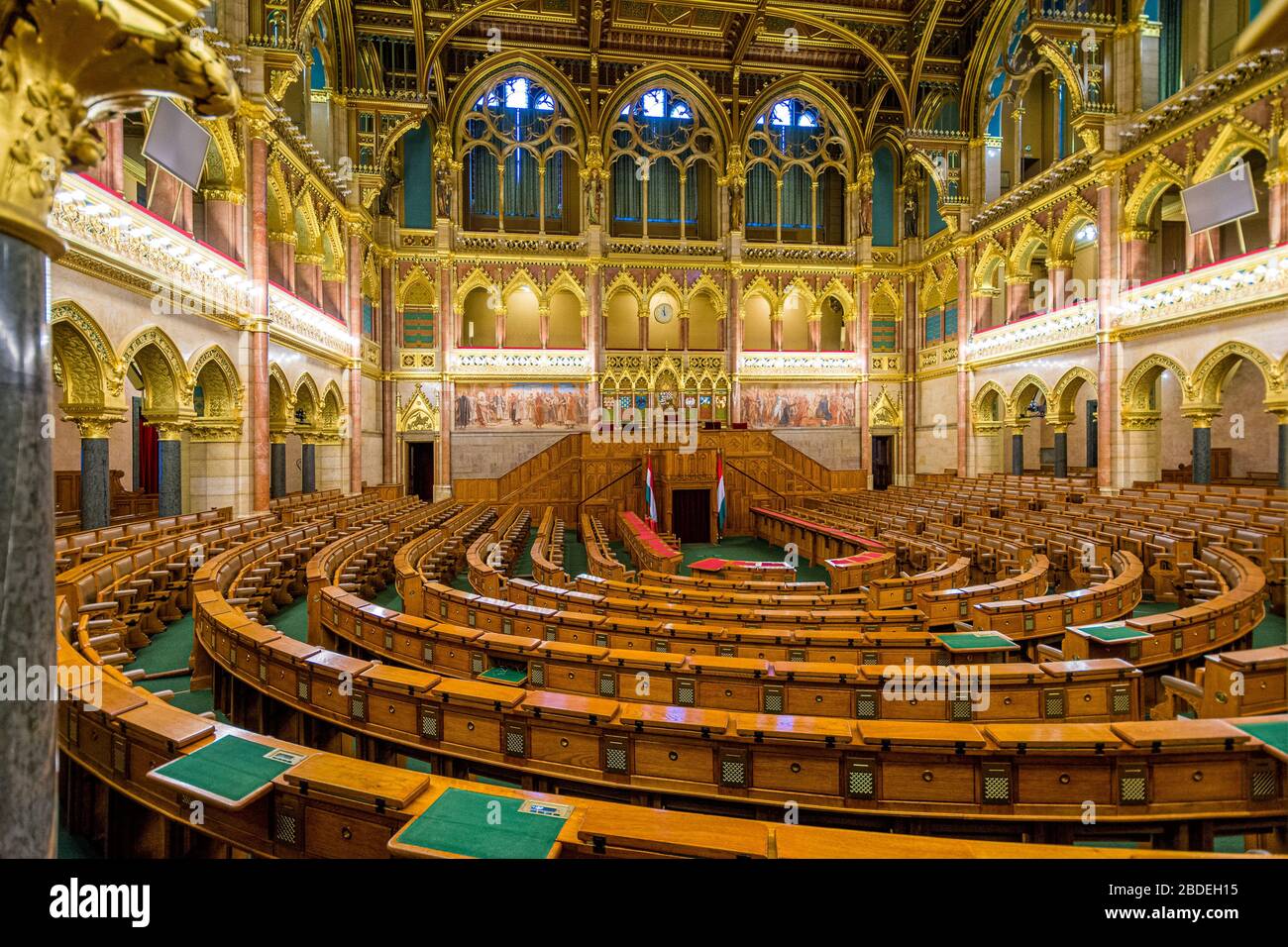 Innenansicht im wunderbaren Budapester Parlament, Ungarn. Stockfoto