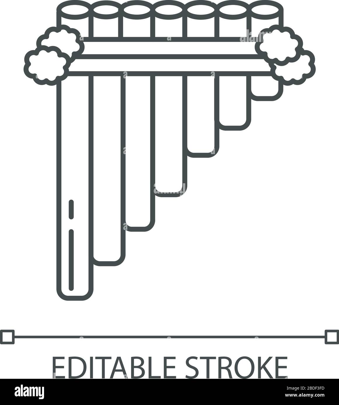 SIKU Pixel Perfect Linear Icon. Traditionelles peruanisches Blasinstrument. Panflöte, Zamponia. Anpassbare Abbildung mit dünner Linie. Kontursymbol Stock Vektor