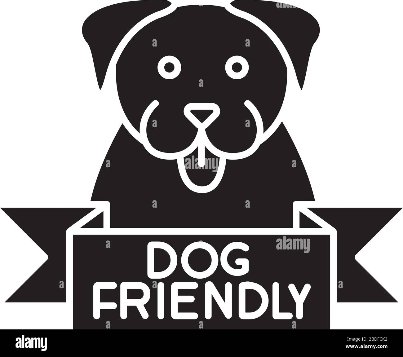 Hundefreundlicher Bereich mit schwarzer Glyphe. Puppy erlaubte Zone. Haustiere erlaubt Gebiet, Pflege, Haustiere willkommen Einrichtung Schild. Silhouette Stock Vektor