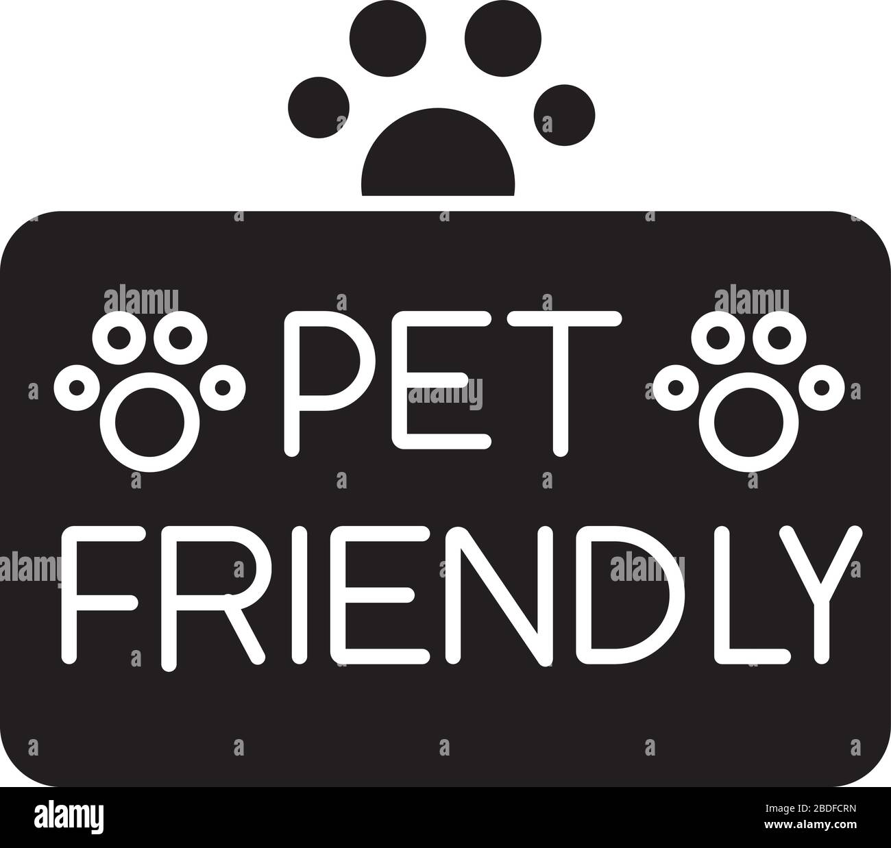 Haustierfreundliches, schwarzes Glyph-Symbol. Pflegesalon, Haustierpflege. Katzen und Hunde erlaubten Bereich, Willkommenszone. Silhouettensymbol Stock Vektor