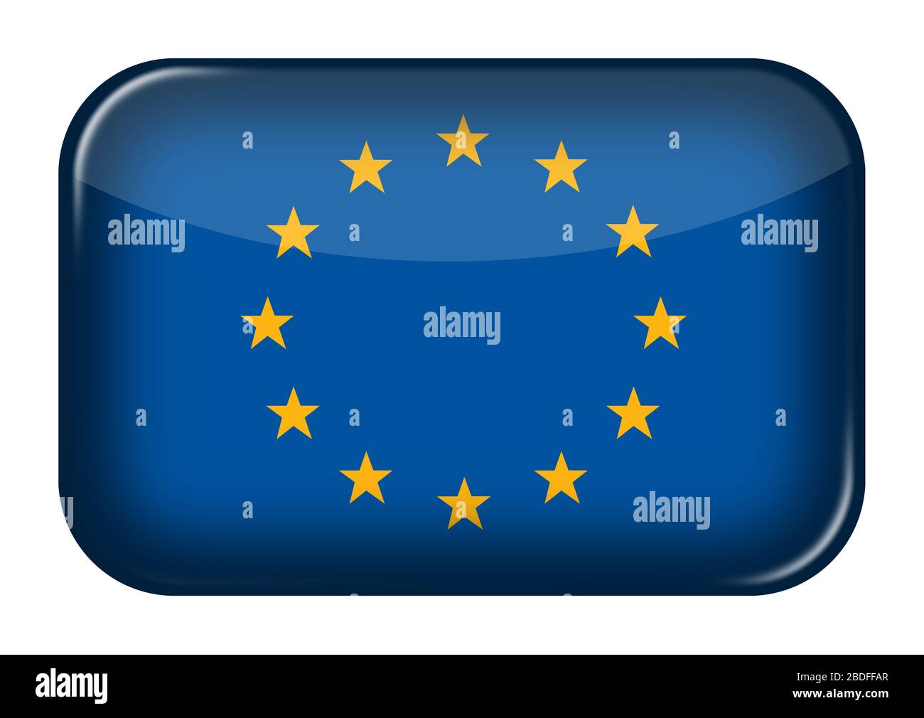 Eine rechteckige Schaltfläche mit Clipping-Pfad für das Web-Symbol der Europäischen Union Stockfoto