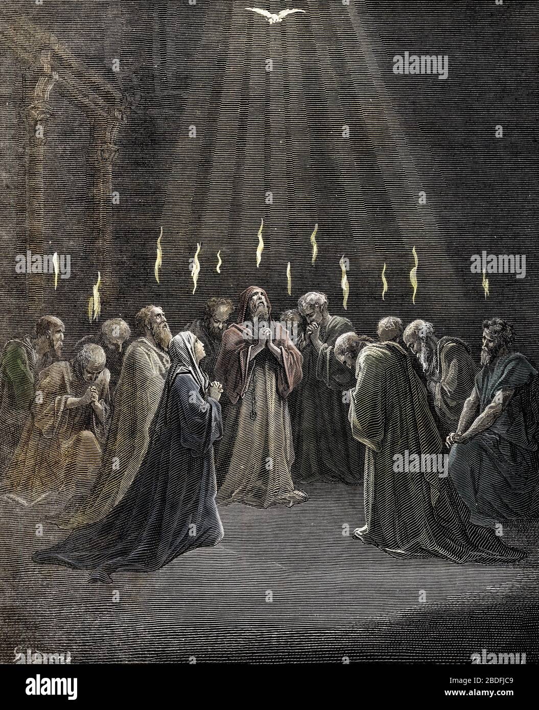 "La pentecote" L'esprit Saint steigen Sie sur Marie et les apotres (Pfingsten, Abstieg des Heiligen Geistes auf die Apostel und andere Anhänger Jesu C. Stockfoto