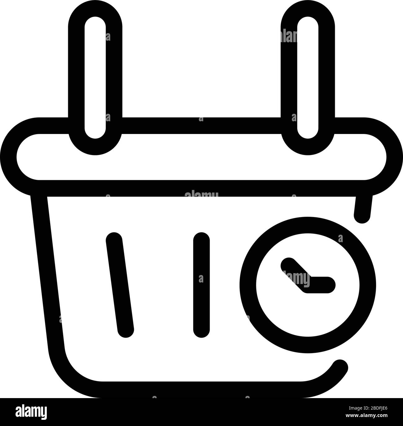 Symbol "Shop-Korb-Zeit", Outline-Stil Stock Vektor