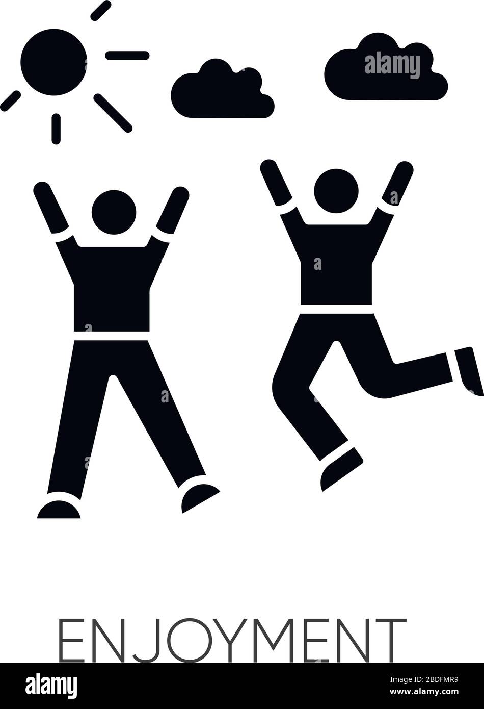 Schwarze Glyph-Ikone. Freundschaft, Zusammengehörigkeit, Glückssilhouette auf weißem Raum. Aktiver Zeitvertreib, Erholung im Freien. Freunde verbinden Stock Vektor