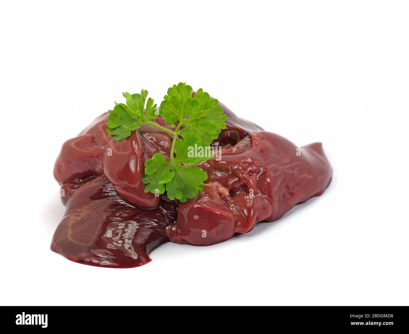 Hühnerleber isoliert vor weißem Hintergrund Stockfoto