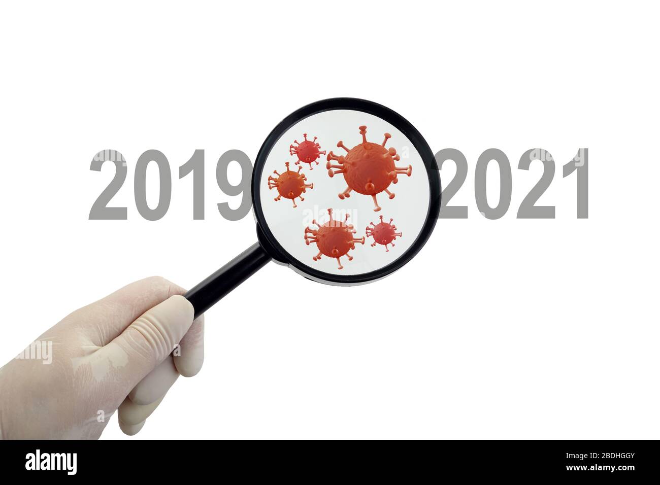 Verlorenes Jahr 2020 Corona auf weißem Hintergrund. Corona-Virus-Pandemie. Pandemierisiko. Stockfoto