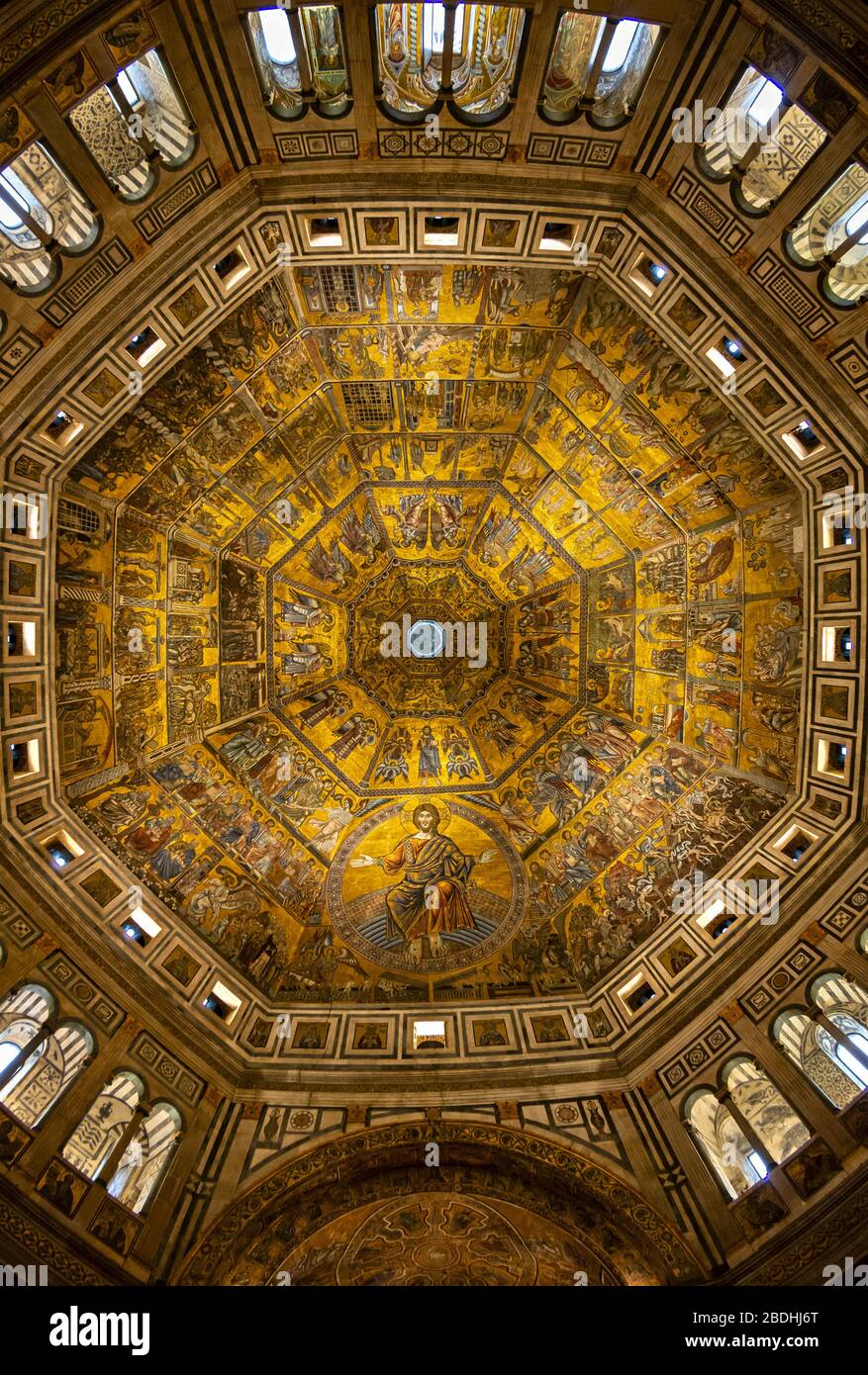 Mosaikdecke: Italienische Reinassance, St. John Baptisterium, Florenz.. Stockfoto
