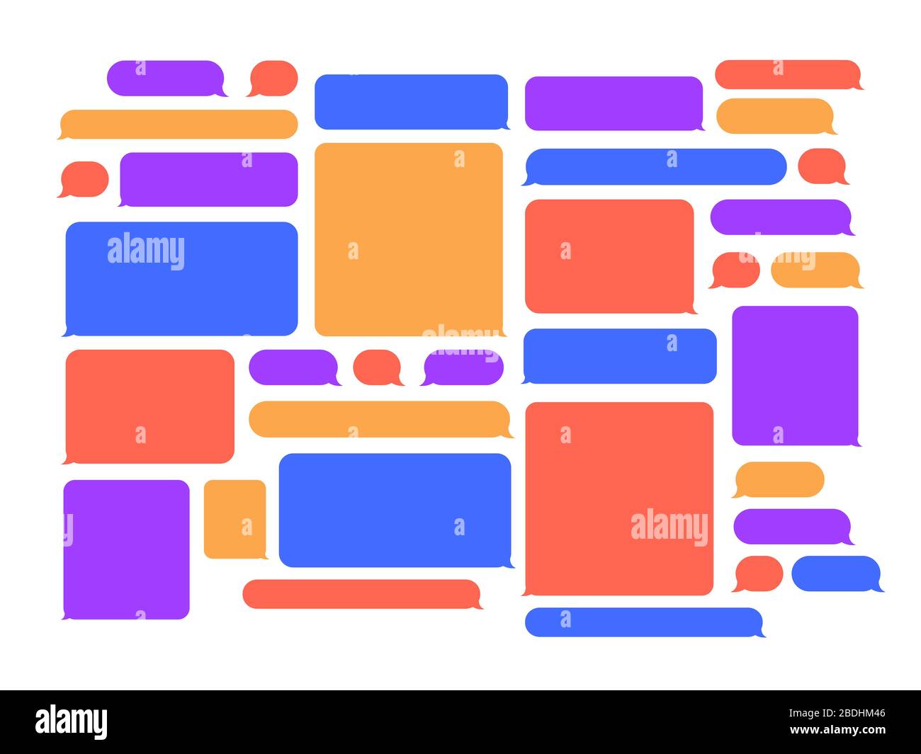Sprechblasen im Chat. Smartphone Messenger Talk Bubble Frame, Chats Unterhaltung Reden Frames und Farbe Online-Gespräche Nachrichten Vektor-Set. Leer Stock Vektor