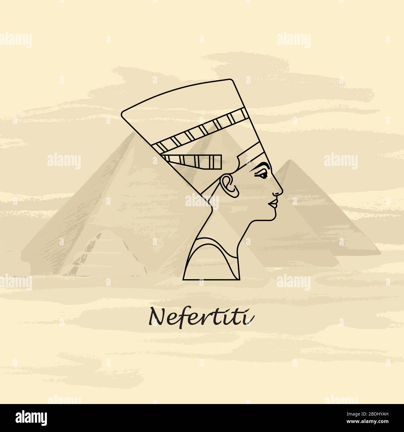 Eine Vektordarstellung des Profils der Königin von Ägypten Nefertiti. Stock Vektor Eine Vektordarstellung des Profils der Königin von Ägypten Nefertiti. Stock Vektor