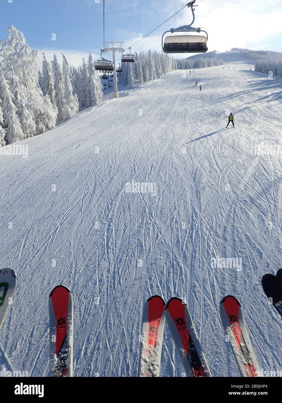 Skifahren in Szczyrk Stockfoto