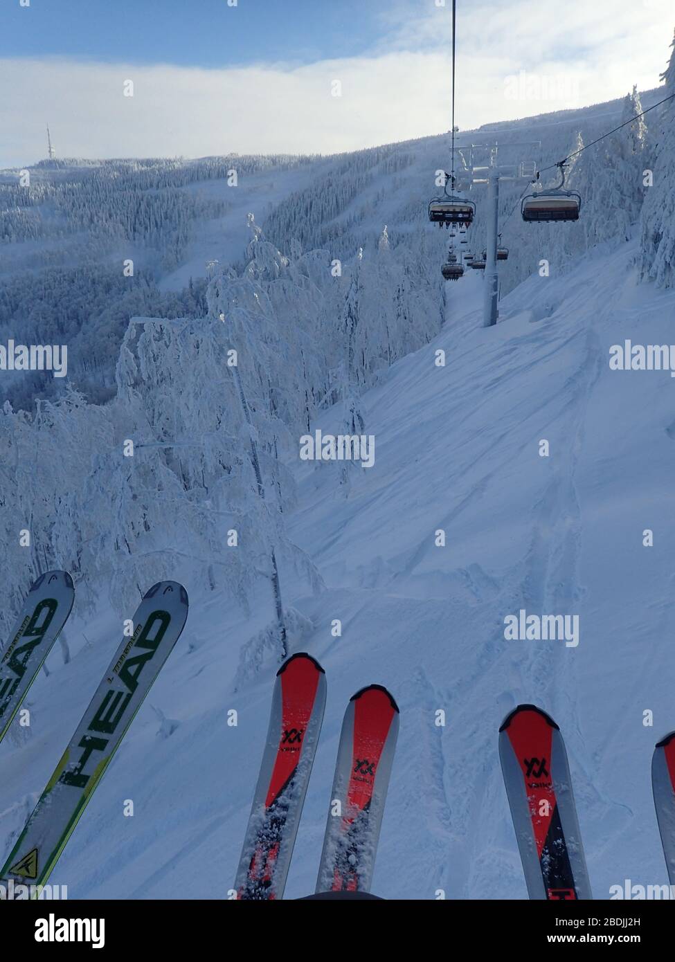Skifahren in Szczyrk Stockfoto