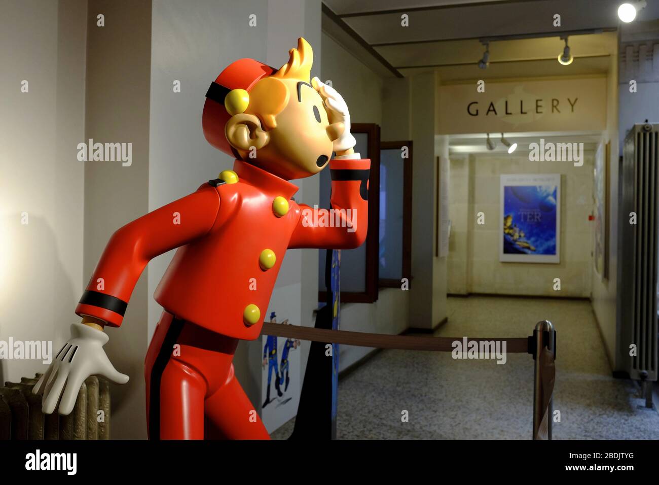 Die Statue der belgischen Comic-Serie Figur Spirou im Belgischen Comic Strip Centre.Brüssel.Belgien Stockfoto