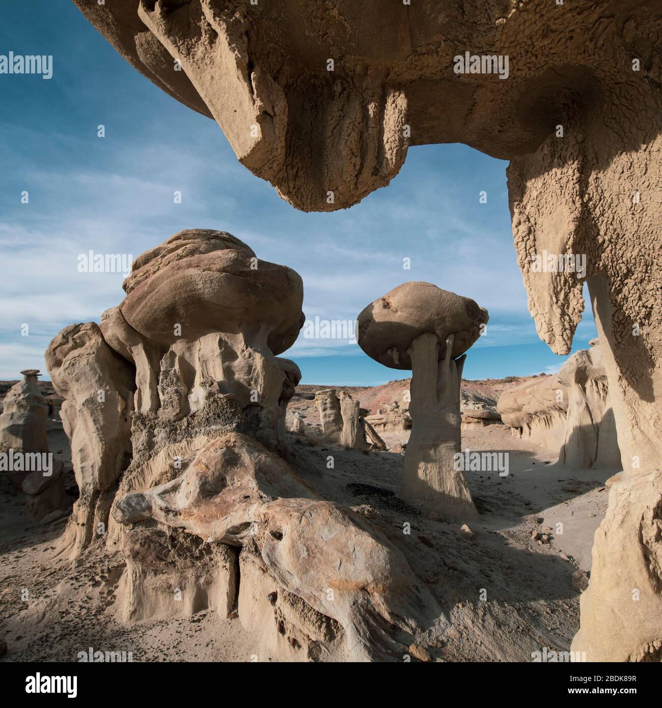Hoodoo Formationen in der Alien Landschaft in der New Mexico Wüste Stockfoto